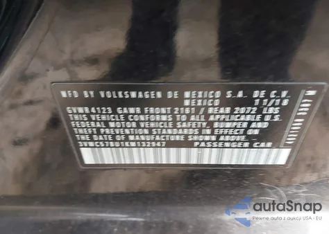 2019 Volkswagen Jetta 1.4T R-Line/1.4T S/1.4T Se from USA, damaged, VIN 3VWC57BU1KM132947